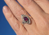 10k gold Victorian pearl & garnet ring