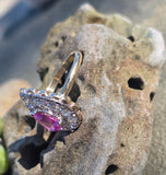 14k gold two-tone pink sapphire and diamond estate ring