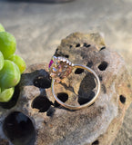 14k gold two-tone pink sapphire and diamond estate ring