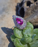 14k gold two-tone pink sapphire and diamond estate ring