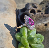 14k gold two-tone pink sapphire and diamond estate ring