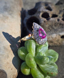 14k gold two-tone pink sapphire and diamond estate ring