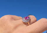 14k gold two-tone pink sapphire and diamond estate ring