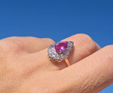 14k gold two-tone pink sapphire and diamond estate ring
