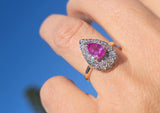 14k gold two-tone pink sapphire and diamond estate ring