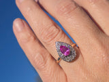 14k gold two-tone pink sapphire and diamond estate ring