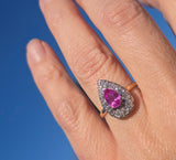 14k gold two-tone pink sapphire and diamond estate ring