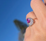 14k gold two-tone pink sapphire and diamond estate ring