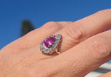 14k gold two-tone pink sapphire and diamond estate ring
