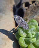 Victorian silver top & 14k gold two-tone old cut diamond navette antique ring