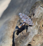 Victorian silver top & 14k gold two-tone old cut diamond navette antique ring