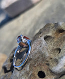 Platinum natural topaz and diamond estate ring