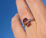 Platinum natural topaz and diamond estate ring