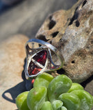 14k white gold garnet estate Deco c.1920's filigree ring