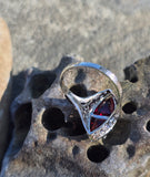 14k white gold garnet estate Deco c.1920's filigree ring