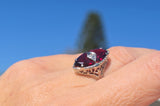 14k white gold garnet estate Deco c.1920's filigree ring