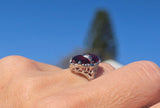 14k white gold garnet estate Deco c.1920's filigree ring