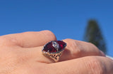 14k white gold garnet estate Deco c.1920's filigree ring