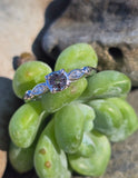 Platinum color changing natural Brazilian alexandrite and diamond estate ring