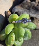 Platinum color changing natural Brazilian alexandrite and diamond estate ring