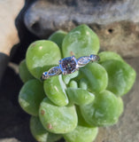 Platinum color changing natural Brazilian alexandrite and diamond estate ring