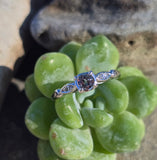 Platinum color changing natural Brazilian alexandrite and diamond estate ring