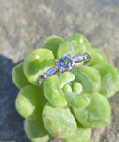 Platinum color changing natural Brazilian alexandrite and diamond estate ring