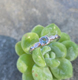 Platinum color changing natural Brazilian alexandrite and diamond estate ring