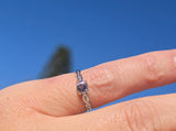 Platinum color changing natural Brazilian alexandrite and diamond estate ring