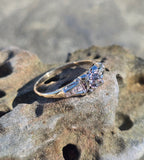 14k gold two-tone color changing natural Brazilian alexandrite diamond estate ring