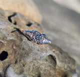 14k gold two-tone color changing natural Brazilian alexandrite diamond estate ring