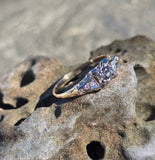 14k gold two-tone color changing natural Brazilian alexandrite diamond estate ring