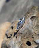 14k gold two-tone color changing natural Brazilian alexandrite diamond estate ring