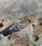 14k gold two-tone color changing natural Brazilian alexandrite diamond estate ring