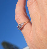 14k gold two-tone color changing natural Brazilian alexandrite diamond estate ring