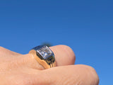 14k gold European cut diamond and enamel antique estate art Deco ring