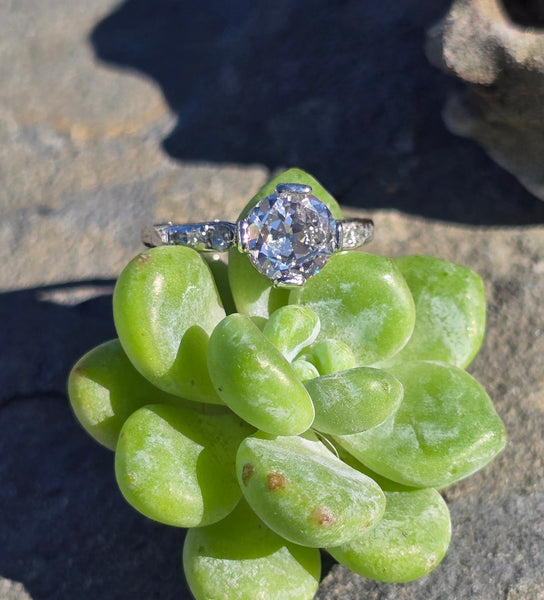 Platinum c.1920's 1.34ct European cut diamond antique engagement wedding ring