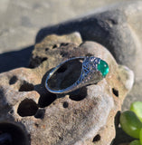 18k white gold emerald filigree BELAIS c.1920's ring