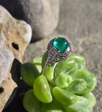18k white gold emerald filigree BELAIS c.1920's ring