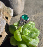 18k white gold emerald filigree BELAIS c.1920's ring