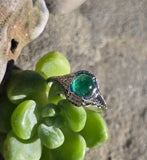 18k white gold emerald filigree BELAIS c.1920's ring
