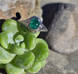 18k white gold emerald filigree BELAIS c.1920's ring