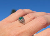 18k white gold emerald filigree BELAIS c.1920's ring