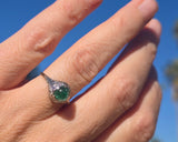 18k white gold emerald filigree BELAIS c.1920's ring
