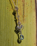 platinum & 14k gold two-tone aquamarine and diamond filigree c.1920's pendant necklace