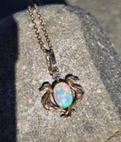 14k gold Victorian opal and diamond griffon dragon bird necklace pendant lavaliere