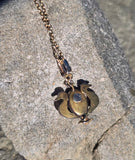 14k gold Victorian opal and diamond griffon dragon bird necklace pendant lavaliere