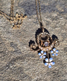 18ct gold Victorian enamel, pearl and diamond floral antique necklace pendant