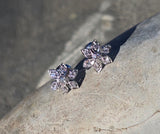 14k white gold diamond floral flower studs