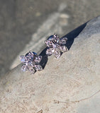 14k white gold diamond floral flower studs